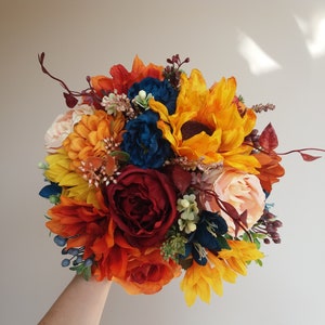 Sunflower Bridal Wedding Bouquet ,Orange Bridal bouquet, Bridesmaid bouquets Wedding Boho Bouquet, Orange bouquet, Bohemian bouquets