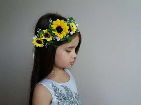 Sunflower crown, Yellow Flower crown ,Bridal headband Sunflower bouquet,Flower hair wreath,Flower halo,Wildflowers crown ,Ukrainian wreath