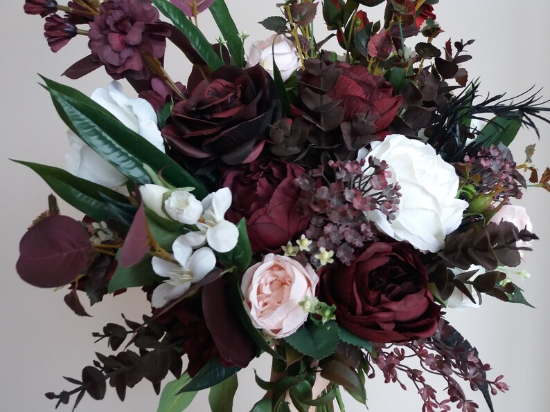 Mauve wedding bouquet Burgundy Black Ivory wedding bouquet Fall bridal bouquet Faux bouquet Halloween wedding Bridal Bouquet