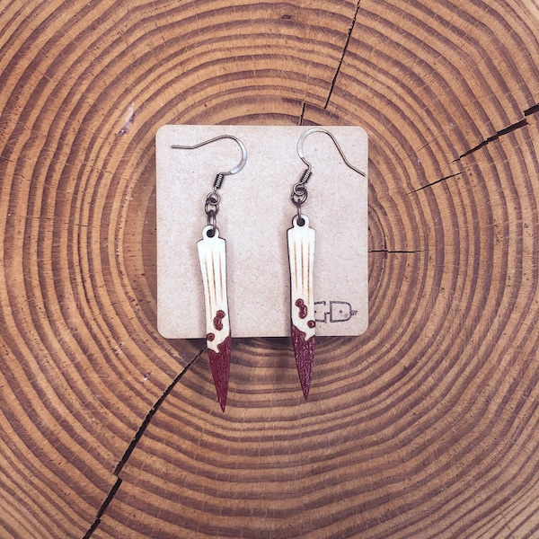 Vampire Slayer Dangle Earrings - hand painted wood drop earrings