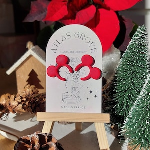 El Stud MICKEY EARS / Pendientes de arcilla polimérica / Pendientes hechos a mano / Pendiente colgante / Regalo de Navidad / Regalo navideño / Hipoalergénico