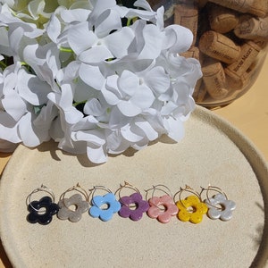 The FLOWER Hoop | Polymer Clay Earrings | Handmade Earrings | Hoop Earring | Bridal Gift | 18K Gold | Stainless Steel