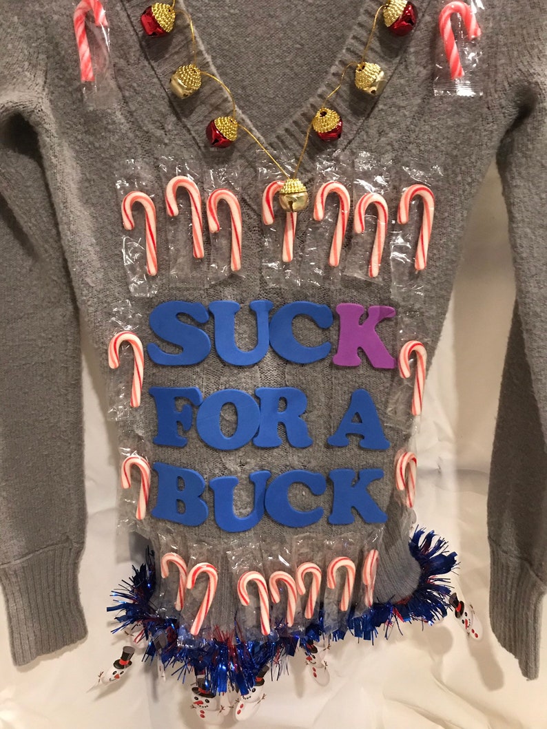 Suéter de Navidad feo hecho a mano. Chupar por un buck Make Etsy