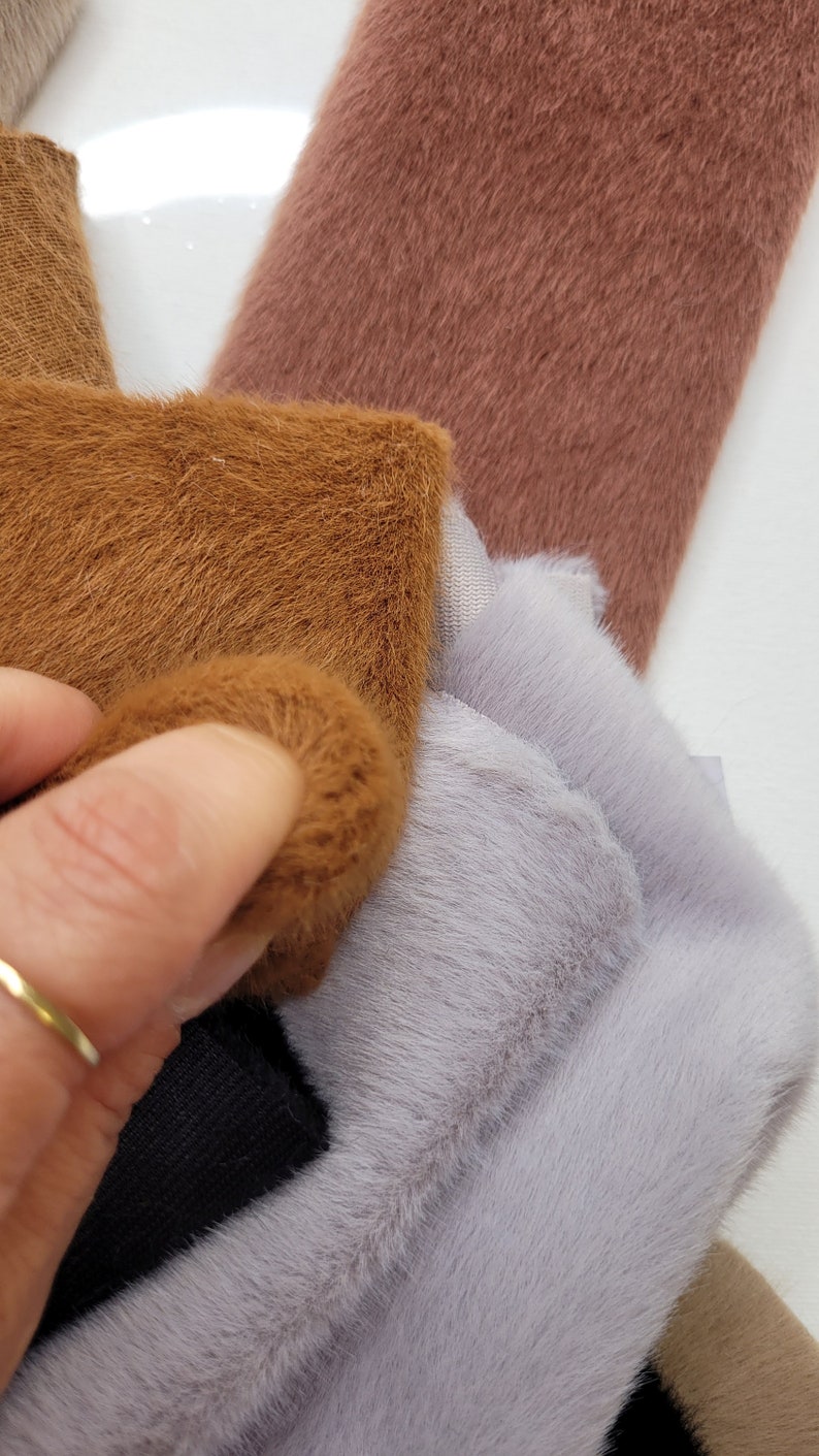 Very dense, soft miniature faux fur for crafts and miniature teddy bear making. Brown image 6