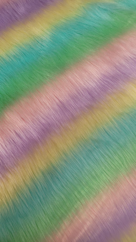 Striped colorful faux fur fabic for crafts and teddy bear making.