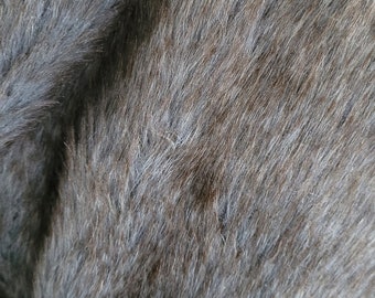 Grey with blue tips faux fur fabric  for crafts / teddy bear making .