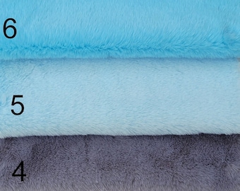 1cm pile soft faux fur fabric for crafts and  miniature teddy bear making.Blues (D).