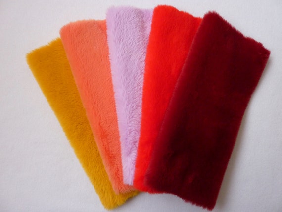 1cm Pile Soft Faux Fur Fabric for Miniature Teddy Bear Making RED PURPLE  Honey Orange 