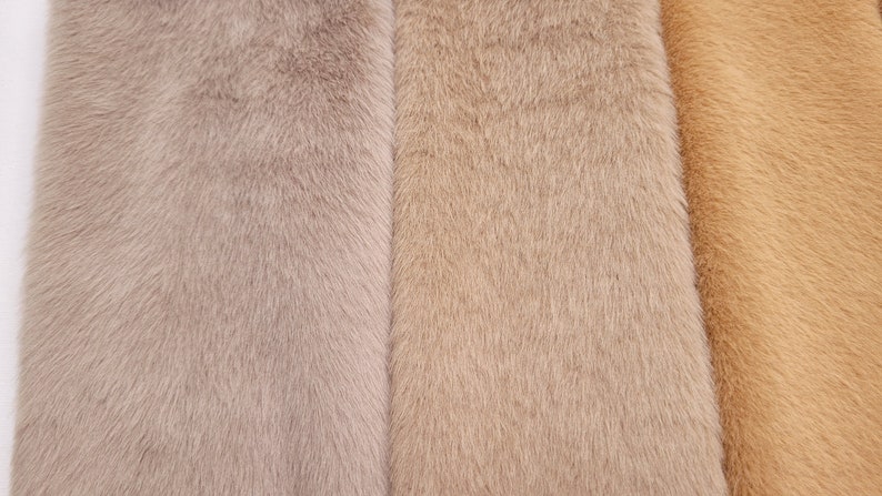 Very dense, soft miniature faux fur for crafts and miniature teddy bear making. Brown image 2