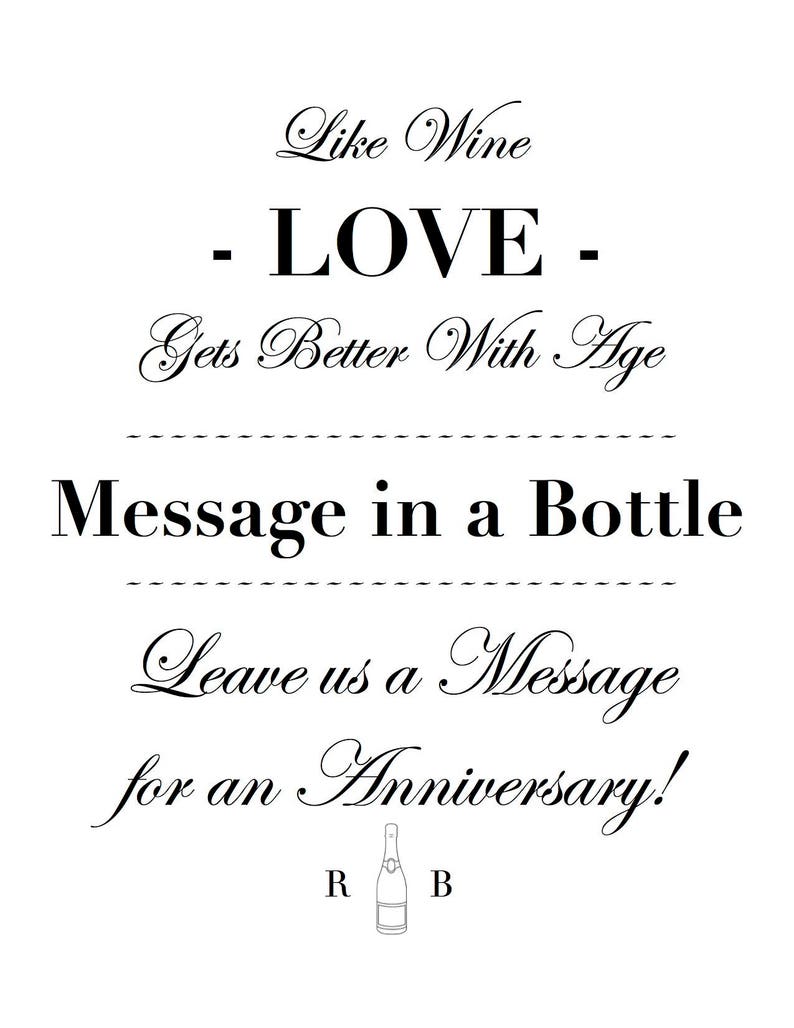 Message in A Bottle Wedding Sign Digital Download Printable Template
