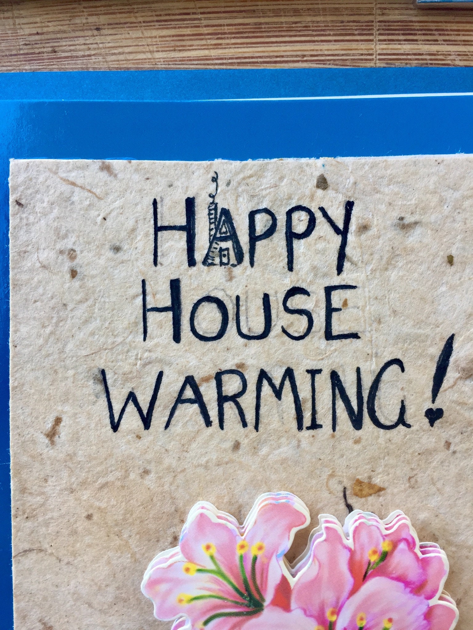 House Warming Card Happy House Warming 3D Teal Flowers Etsy
