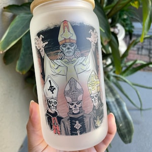 Ghost Papas 16oz Frosted Glass Can Cup | Doom Metal