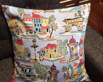 Retro Parisian Rare Vintage Fabric Pillow/ Cushion