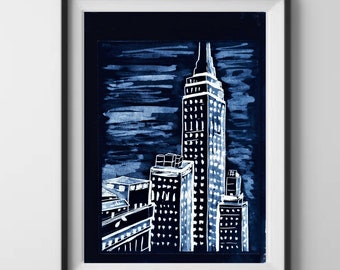 Cityscape Cyanotype Print