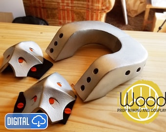 Bakugou Cosplay // BNHA // MHA Cosplay // Boku no Hero Template and Pattern // Neck Armor and Kneepads // iwood cosplay Halloween