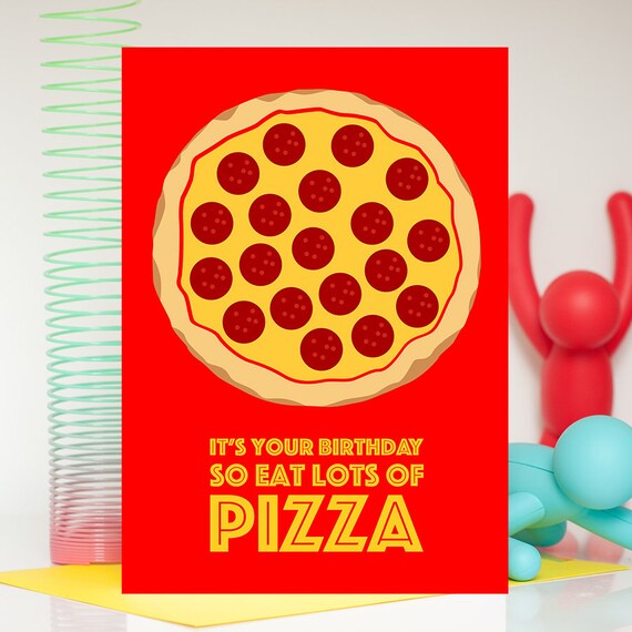 Pizza Birthday Card Boyfriend Birthday Card Pizza Card Card | Etsy