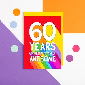 Cartão de aniversário de 60 anos, cartão divertido de 60 anos para pai, mãe, avô, avó, marido, esposa, irmã, irmão, cartão de sexagésimo aniversário para ela, cartão de sexagésimo aniversário para ele
