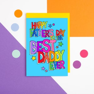 Carte de fête des pères du meilleur papa de tous les temps, bonne fête des pères au meilleur papa de tous les temps, carte papa colorée, carte arc-en-ciel pour papa, carte beau-père