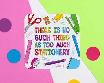 There Is No Such Thing As Too Much Stationery Vinyl Sticker, Stationery Lover Sticker, Rainbow Stationery Gift, Stationery Addict Present