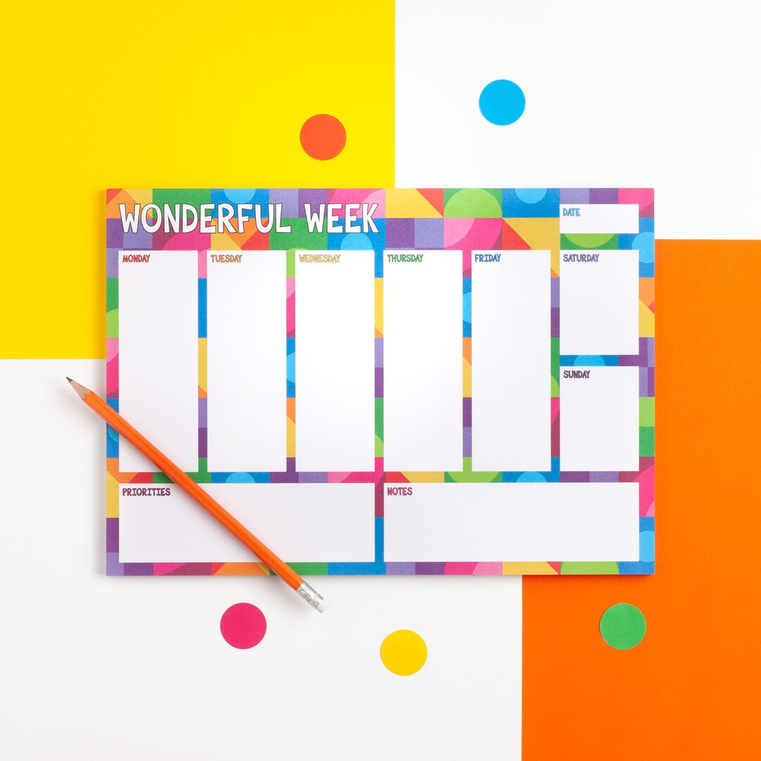 SECONDS SALE Rainbow Weekly Planner Pad, A4 Weekly Desk Pad, Wonderful