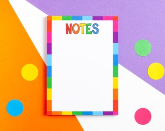 Rainbow Notes Pad, Colourful A6 Notepad, Cute Rainbow Note Pad, Small Tear Off Memo Pad, To Do List Pad, Cute Stationery Gift