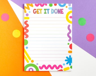 Get It Done Notepad, Rainbow To Do List Planner Pad, Daily Organiser Desk Pad, Colourful A5 Tear Off List Pad, Bright Desk Planner Note Pad