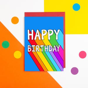 Carte d'anniversaire arc-en-ciel, carte de joyeux anniversaire, carte colorée, carte pour lui, carte pour elle, carte d'anniversaire pour un ami, carte pour enfants, carte de typographie