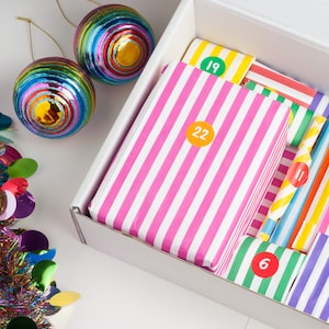 Stationery Advent Calendar, 24 Day Advent Calendar, Rainbow Stationery Gift Set, Colourful Stationery Box, Vibrant Christmas Countdown