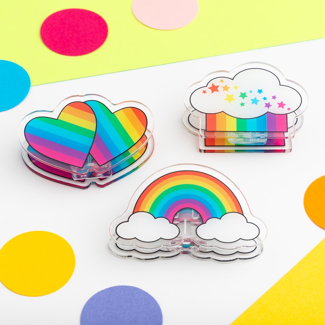 Colourful Paper Clip Set, Set of Three Acrylic Binder Clips, Cute ...