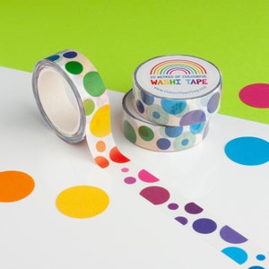 Spotty Washi Tape, Rainbow Spots Washi Tape, Colourful Polka Dot Washi Tape, Dotty Paper Tape, Decorative Craft Tape, Eco Tape, Planner Tape