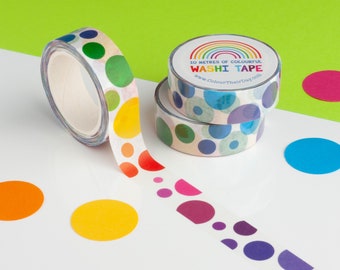 Cinta washi con lunares, cinta washi con lunares arcoíris, cinta washi de lunares de colores, cinta de papel con lunares, cinta decorativa para manualidades, cinta ecológica, cinta para planificadores