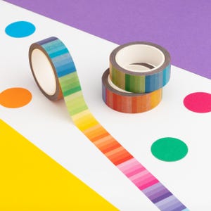 Buntes Pastell Streifen Washi Tape, Pastell Regenbogen Ombre Washi Tape, Dekoratives Klebeband, Niedliches Planer Tape, Journal Tape