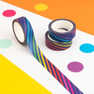 Colourful Stripe Washi Tape, Rainbow Striped Washi Tape, Cute Washi Tape, Vibrant Paper Tape, Recyclable Eco Tape, Decorative Journal Tape