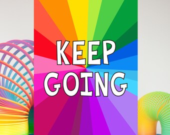 Keep Going Card, Colourful Motivational Card, Rainbow Card, Positivity Card, Encouragement Card, Inspirational Card For Friend, Vibrant Card