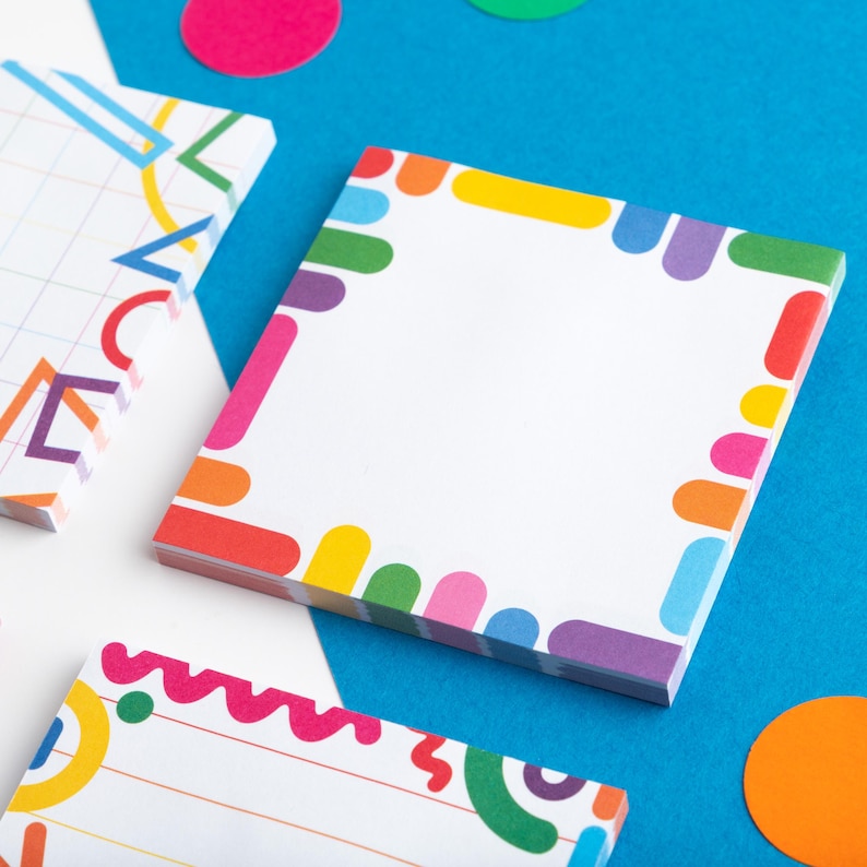 Colourful Shapes Sticky Notes Pad, Rainbow Sticky Notes Set, Small Memo Pad, Journal, Planner or Diary Accessories, Cute Stationery Gift image 4