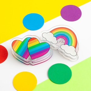 Rainbow Paper Clip Set, Cute Acrylic Clips, Set Of Two Colourful Paperclips, Stationery Gift Set, Journal Clip, Binder Clip, Planner Clip
