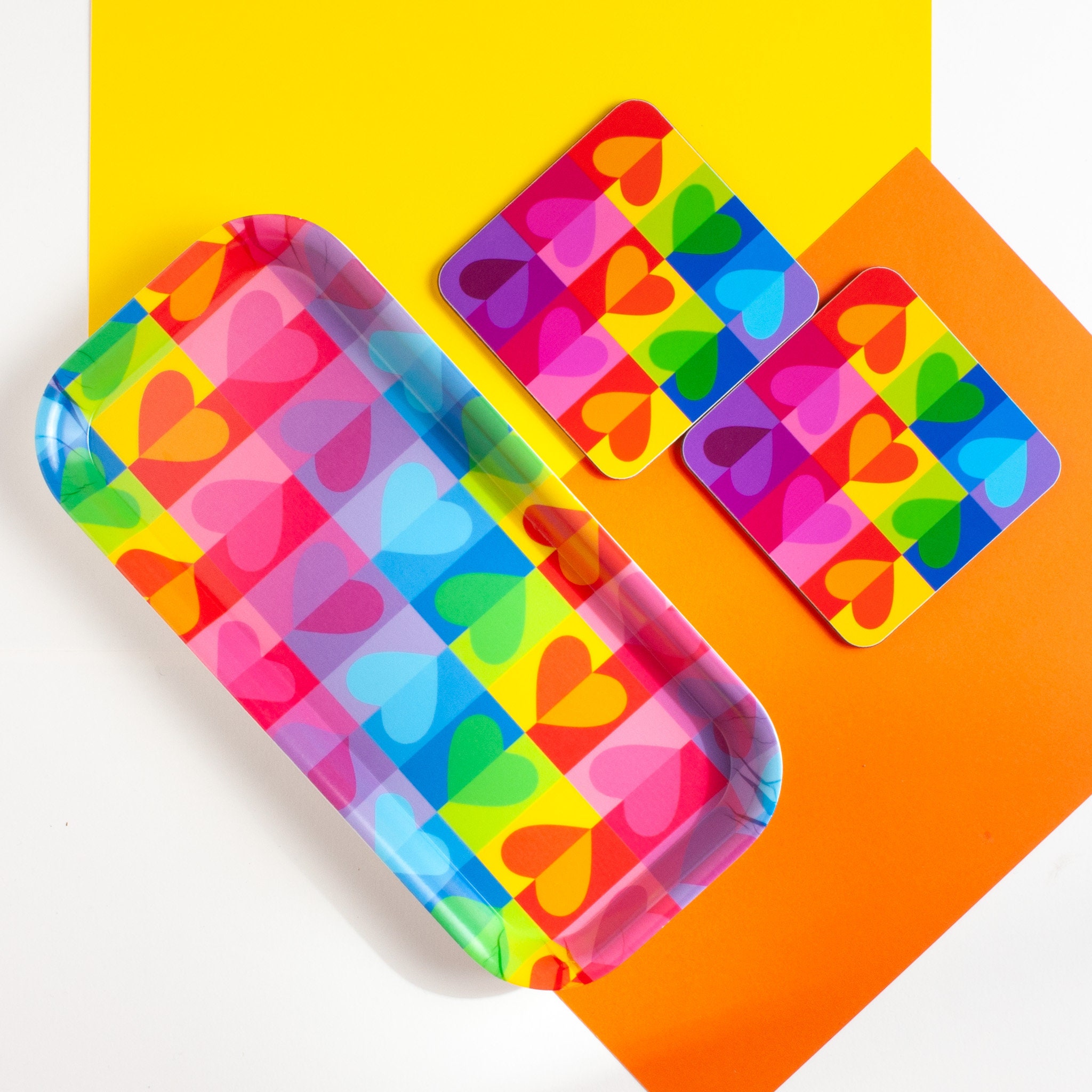 Colourful Heart Tray Rainbow Love Hearts Tray Heart Trinket Etsy