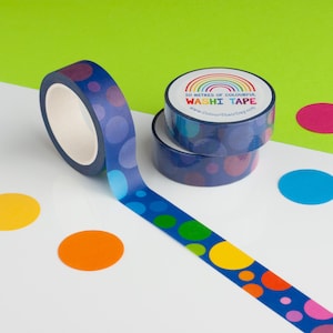 Regenbogen Flecken Washi Tape, buntes Dotty Washi Tape, Dekoratives Klebeband, Bujo Planer Tape