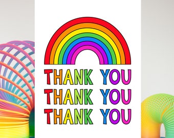 Rainbow Thank You Card, Thank You Cards Pack, Teacher Thank You Card, Colourful Thankyou Card Set, Thanks Card, Fun Thank You Cards
