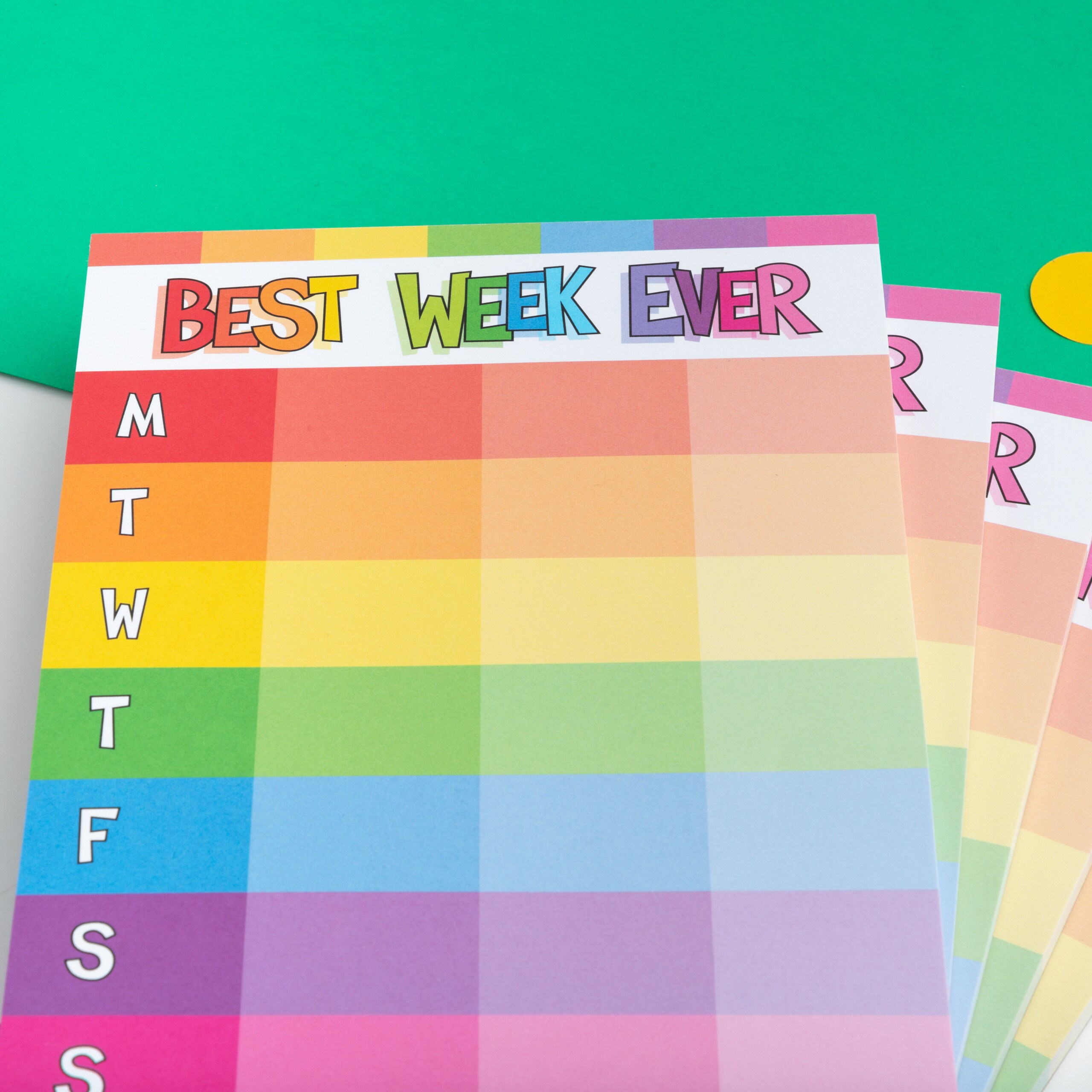 Week Topper Rainbow Weekly Planner Pad, Best Week Ever A5 Notepad, Colourful Tear ...