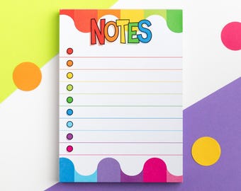 Bloc de notas Rainbow Notes A6, bloc de notas colorido para listas de tareas, bloc de notas desprendible, bloc de notas pequeño, regalo para adictos a la papelería, bloc de notas rayado bonito, bloc A6