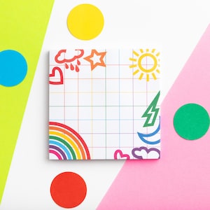Bloc de notas adhesivas con formas de arcoíris y motivos meteorológicos, notas adhesivas coloridas para diario, agenda o cuaderno, bloc de notas pequeño, bonito juego de mini blocs de notas