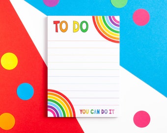 Rainbow To Do List Notepad, A6 To Do Pad, Positive Notepad, You Can Do It, Cute List Pad, Colourful Note Pad, Tear Off Pad, Small Memo Pad