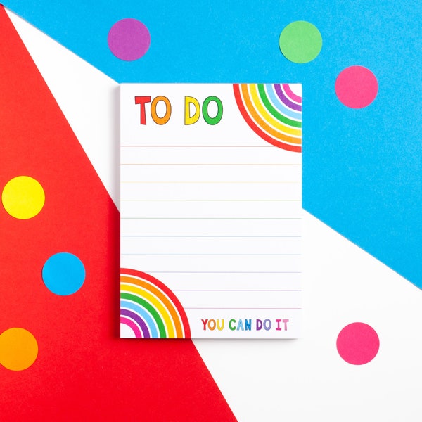 Rainbow To Do List Notepad, A6 To Do Pad, Positive Notepad, You Can Do It, Cute List Pad, Colourful Note Pad, Tear Off Pad, Small Memo Pad