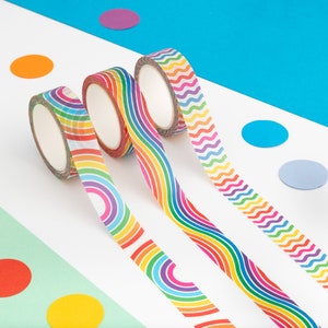Buntes Regenbogen Washi Tape Set, Bündel helle Washi Tapes, lebendige dekorative Papierbänder, Journal Tape, Planer Tape, Schreibwaren Geschenk