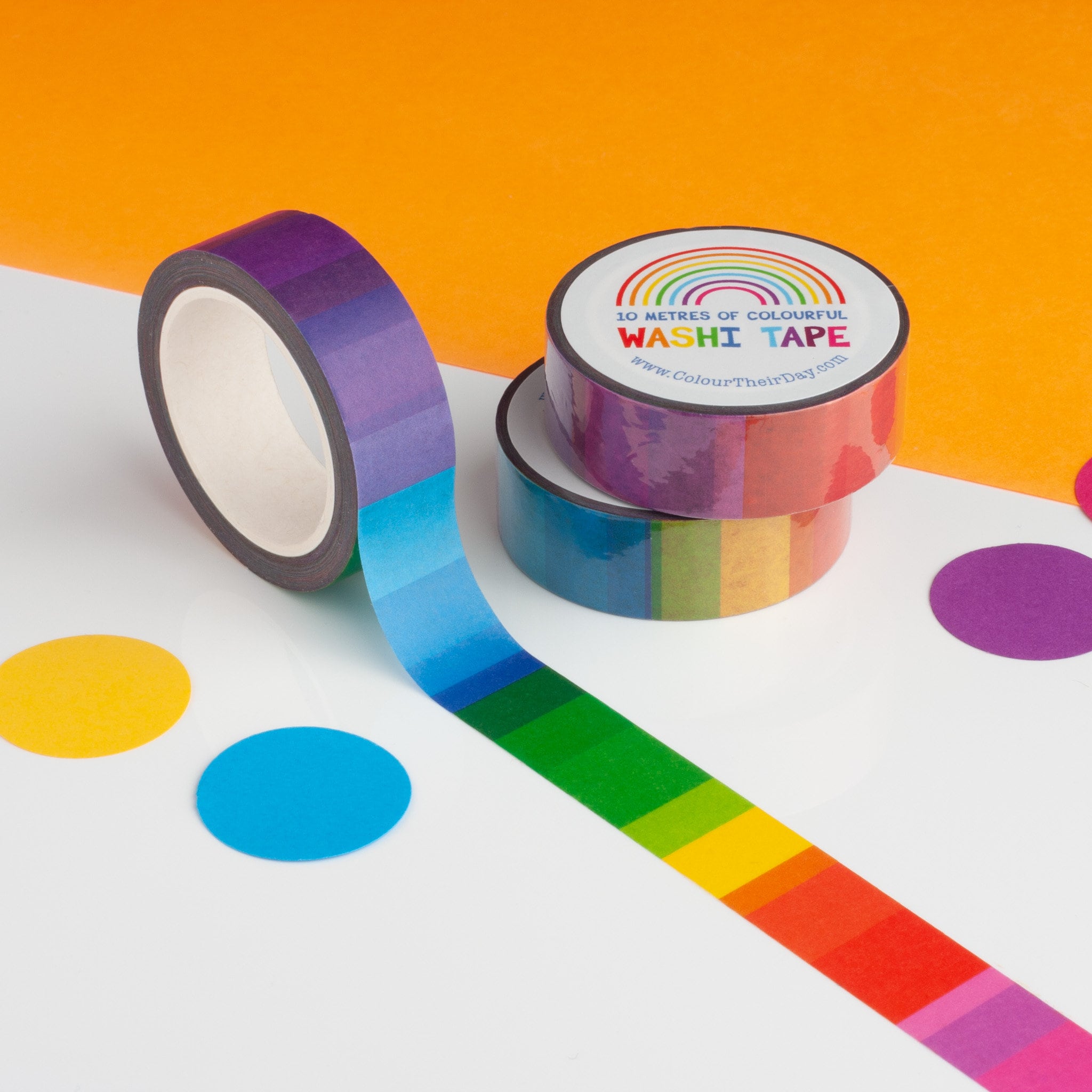 Colourful Rainbow Washi Tape, Rainbow Stripe Washi Tape, Multicoloured  Decorative Tape, Recyclable Paper Tape, Bright Planner Stationery 