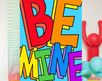 Be Mine Love Card, Will You Be Mine, Cute Romantic Card, Colourful Proposal Card, Marry Me Card, Rainbow Engagement Card, Valentine Card