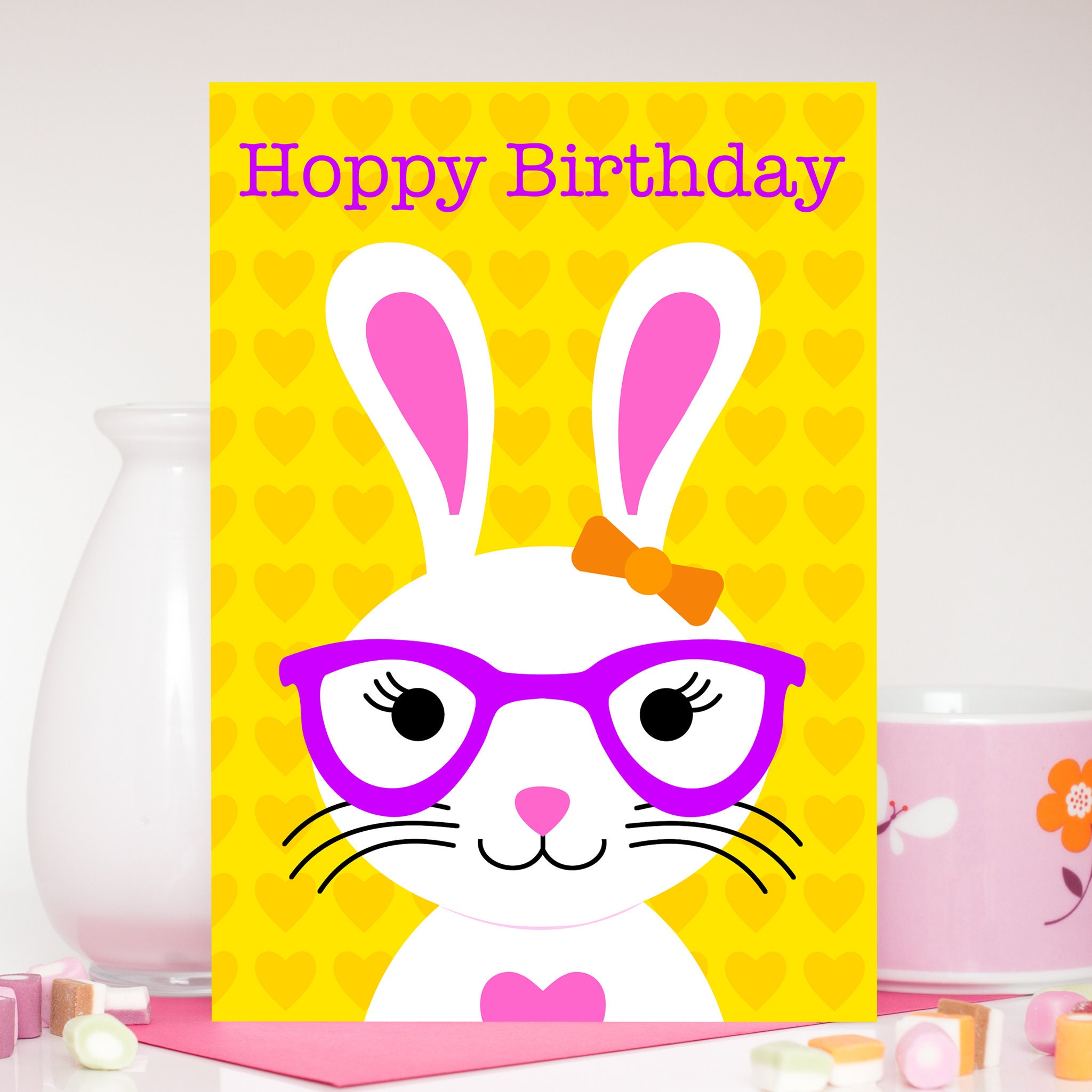 Bunny Birthday Card Rabbit Birthday Card Cute Animal Cards - Etsy