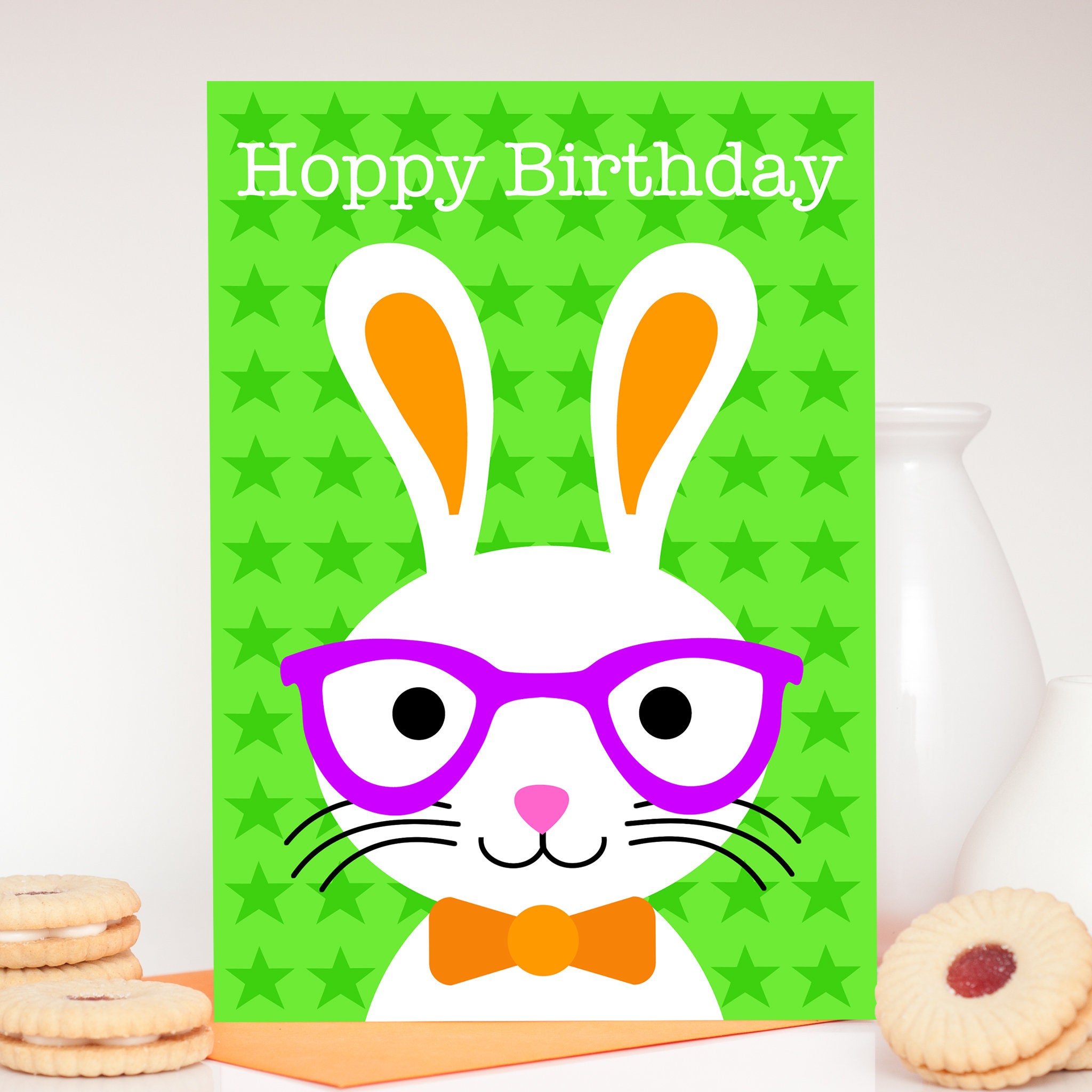Bunny Birthday Card Rabbit Birthday Card Cute Animal Cards - Etsy