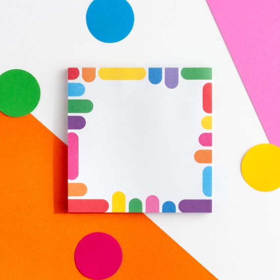 Colourful Shapes Sticky Notes Pad, Rainbow Sticky Notes Set, Small Memo Pad, Journal, Planner or Diary Accessories, Cute Stationery Gift